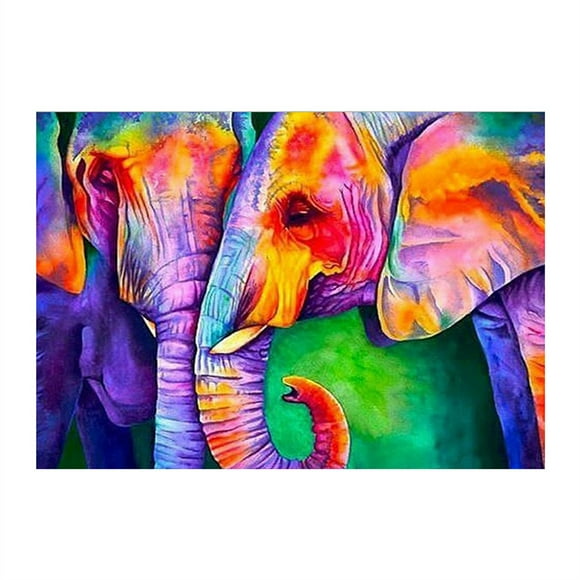 Yeacher DIY 5D Elephant Cube Round Shape Full Drilled Diamond Paintings Kits Arts Craft for Room Wall Decoration