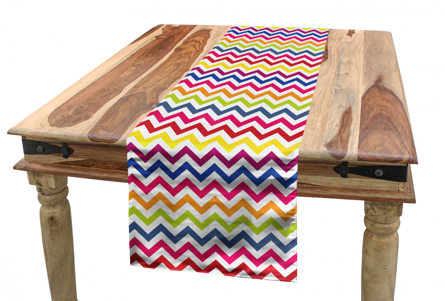 Chevron Table Runner, Chevron Pattern Colorful Rainbow Inspired Fun ...