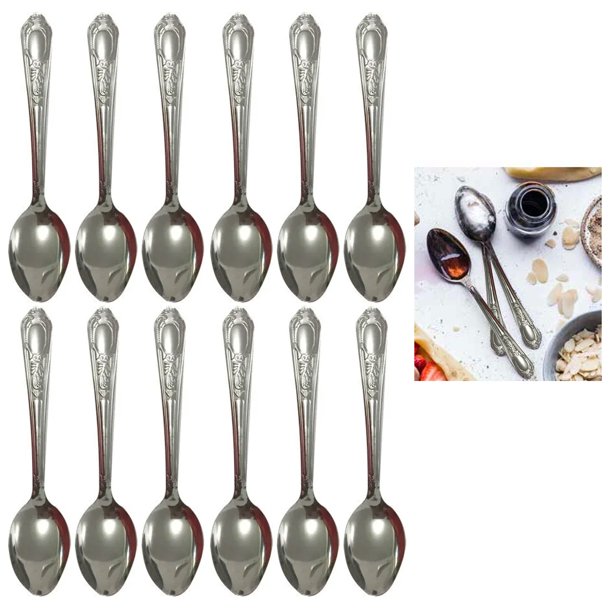 12 Pc Dinner Spoons Stainless Steel Silverware Tablespoon Flatware