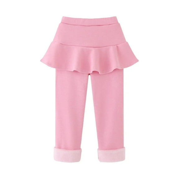 XBASW Toddler Kids Girls Fleece Lined Leggings with Ruffle Skirt Winter Skirted Leggings Warm Trousers 2 - 10 Years