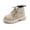 Beige, variant on 12M-7Y Toddler Combat Work Boots for Boys Girls Fashion Leather Lace Up Ankle Booties for Fall Winter