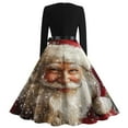 thumbnail image 4 of Christmas Dresses for Women Women's Fashion Vintage Long Sleeve Round Neck Christmas Printed Evening Party Dresses for Formal Event,White,M, 4 of 4