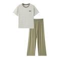 thumbnail image 2 of Cethrio Boys' Pajama Sets Short Sleeve, Knitted 2 Piece Casual Summer Boys' Sleepwear Army Green Size 14-15 T, 2 of 5