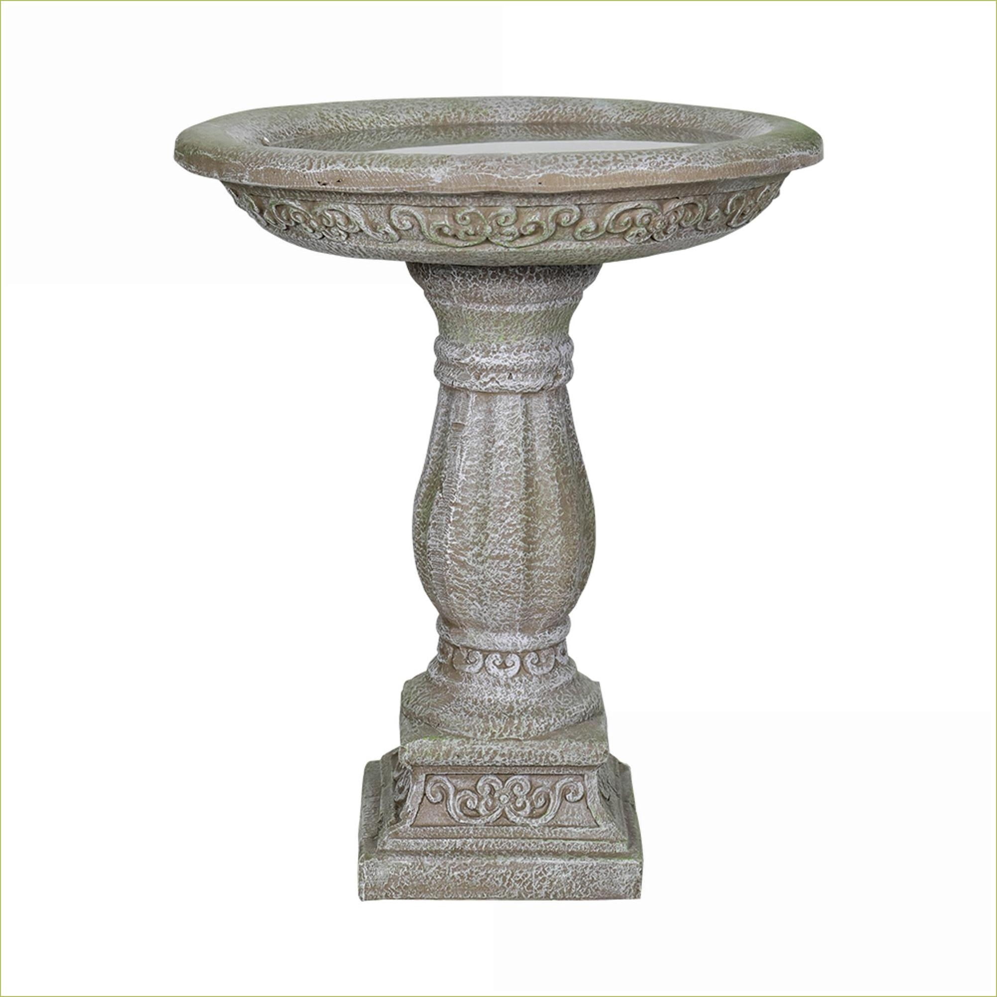 Bird Baths | 23.8" Tall Outdoor Pedestal Bird Bath for Garden, Patio & Lawn | Concrete Cement | Single Tier Pedestal