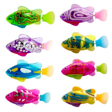 

8Pcs Fish Robotic Swimming Fish Toy Water Activated LED Light Changes Color Comes with Batteries