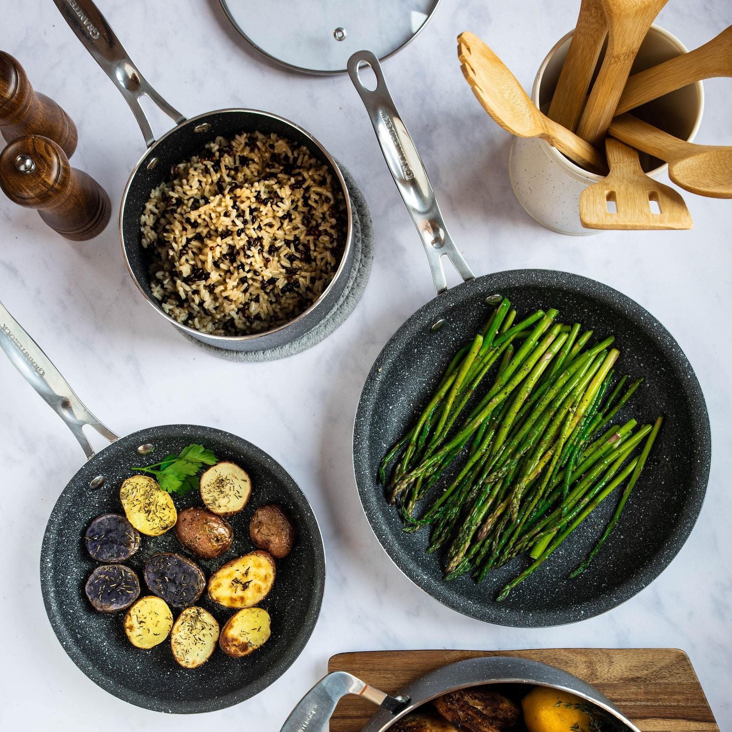 Granitestone Diamond 6 Piece Ultra Nonstick Cookware Set with Stay Cool Stainless Steel Handles Dishwasher & Oven Safe