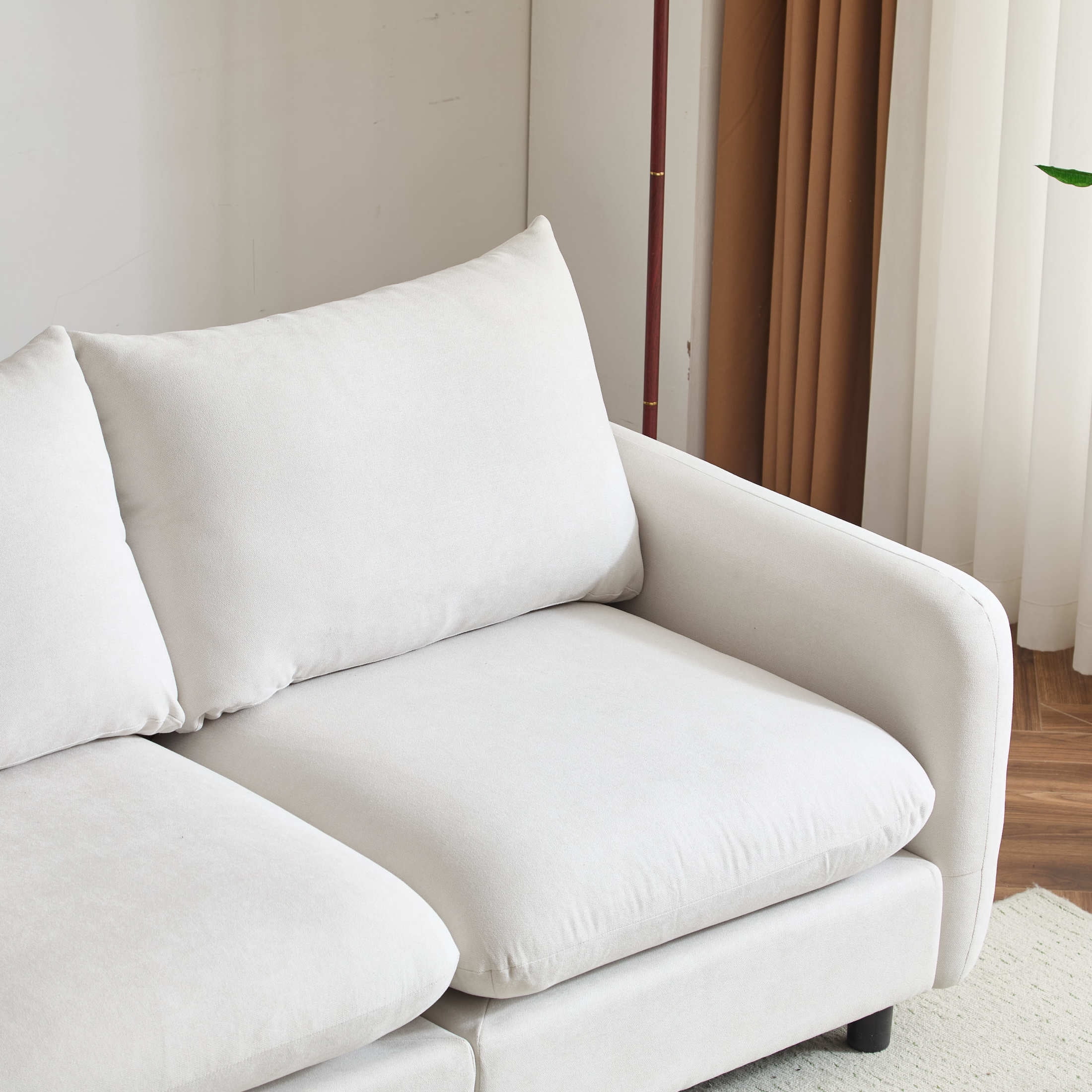 Christopher Knight Home 3-Piece Modular Sectional Sofa, 99.5" Upholstered Couch, Solid Wood Frame, White Sand