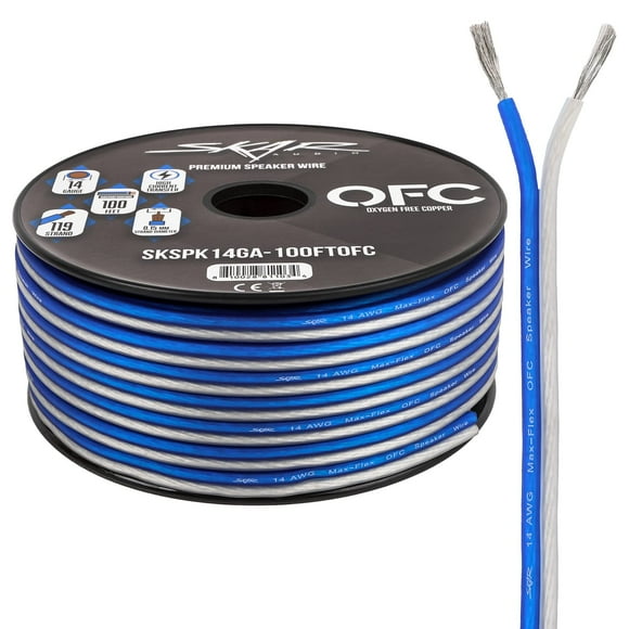 Cable de altavoz Skar Audio Elite calibre 14 (AWG) 30,48 m azul/blanco