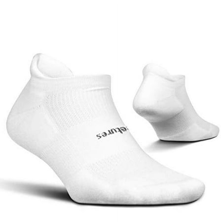 Feetures High Performance Cushion No Show Tab Athletic Running Socks White Medium