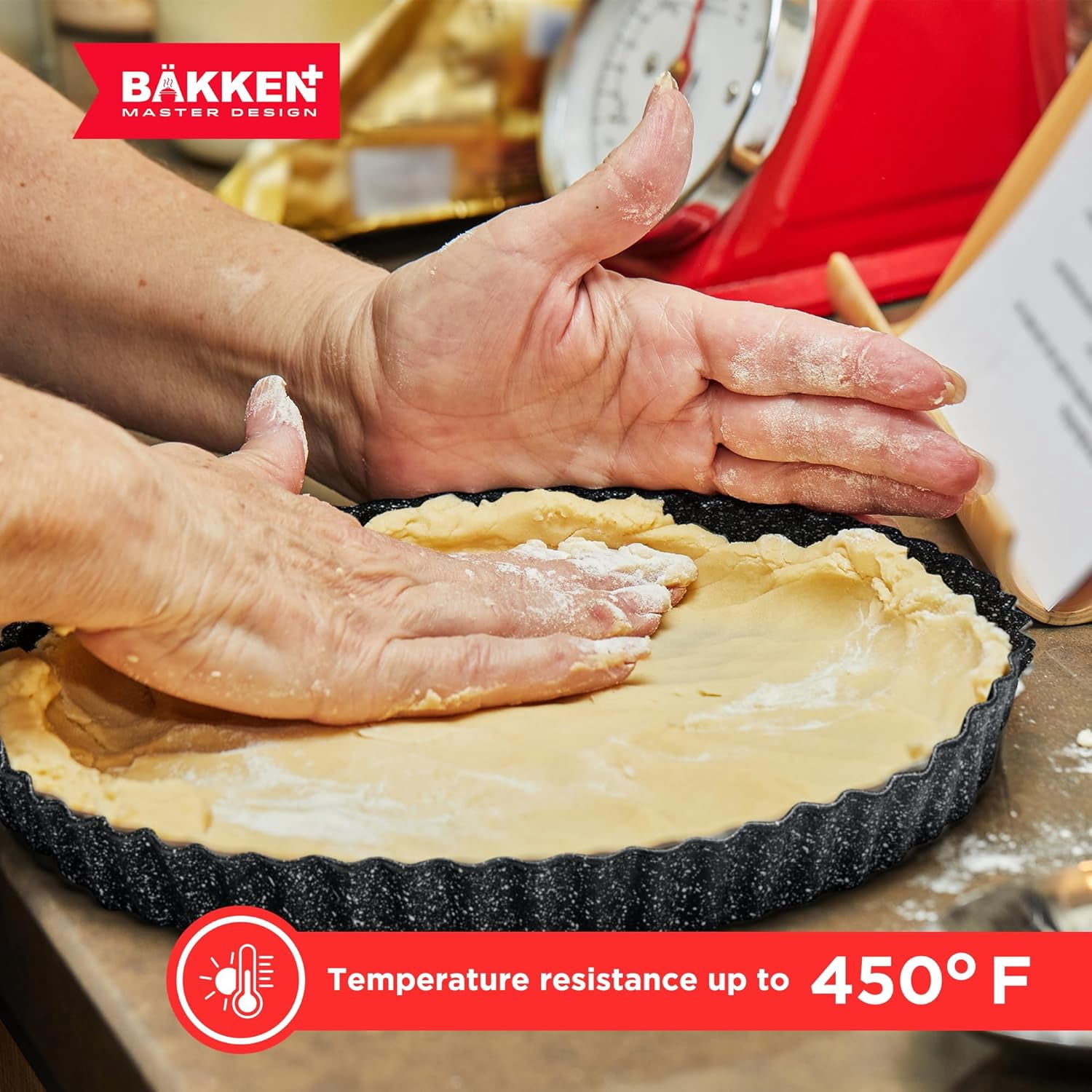 Bakken- Swiss Tart Pan – Quick Release Removable Base, Non-Stick Fluted Edge, Durable Steel - Create Perfect Pies, Fruit Tarts, and Quiches with Ease