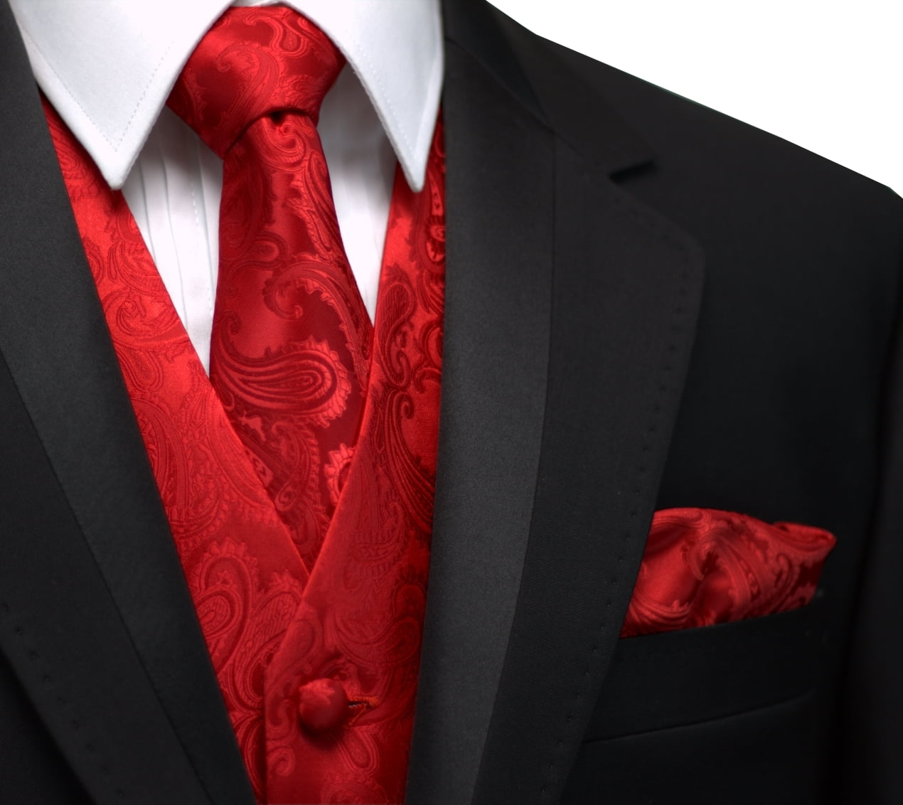 black vest red tie