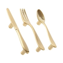 WRITWAA Golden Pull Handle Fork Spoon Shaped for Furniture 3Pcs