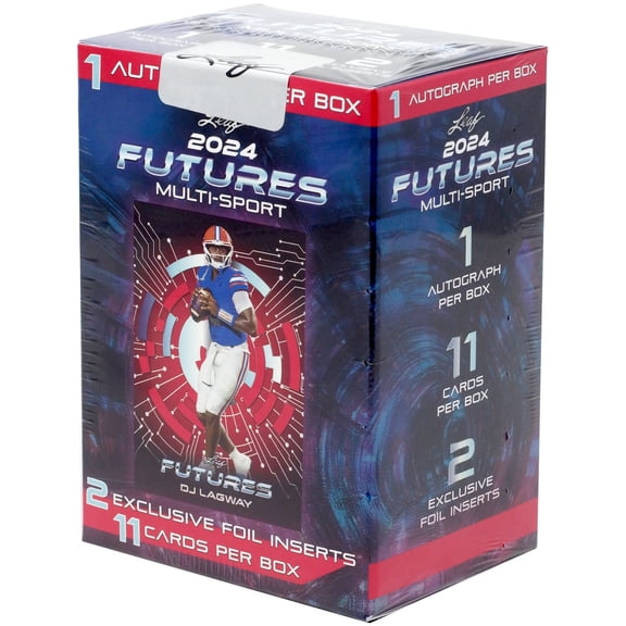 Leaf 2024 Futures Multi-Sport Futures Trading Card BLASTER Box (8 Base, 2 Foil Inserts & 1 Autograph Card)