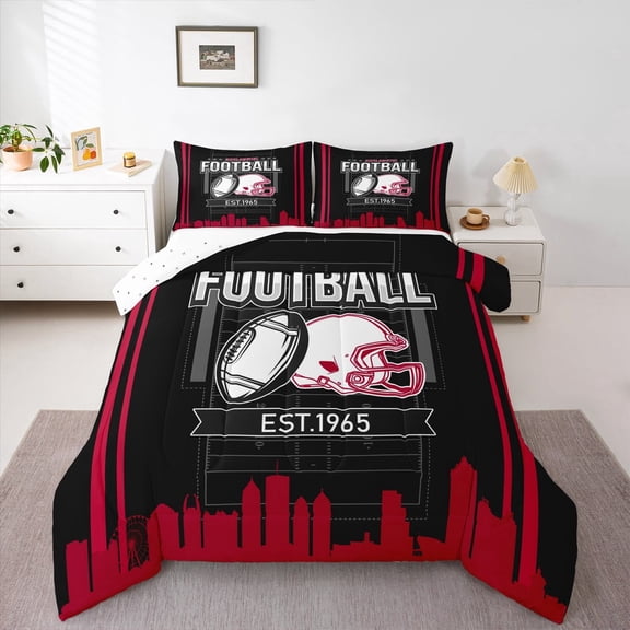 Erosebridal Sport Football Comforter Sets,Stripes Comforters & Duvets,Room Decorative,Reversible,Breathable,2pcs