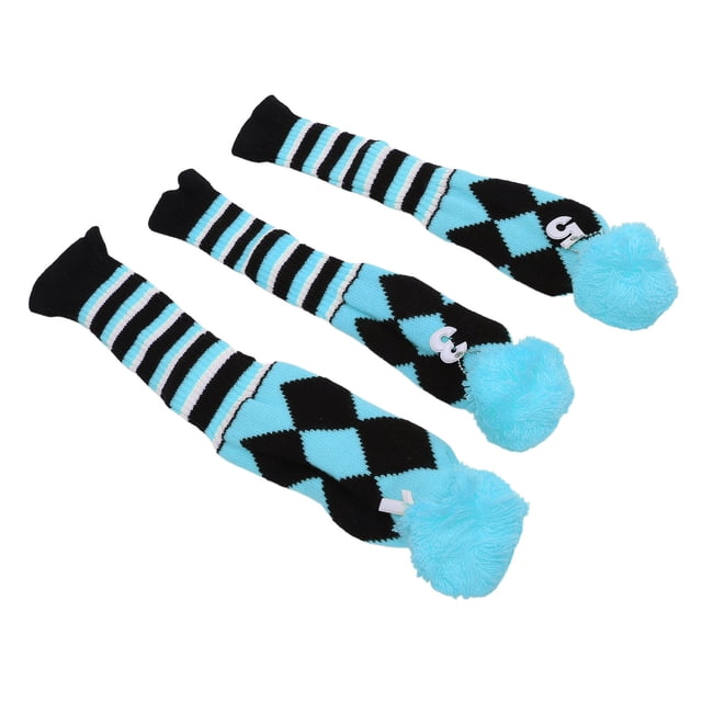 3PCS Knit Golf Club Covers, Knitted Golf Club Covers, Golf Headcovers Club Covers Pom Pom Golf Club Headcovers Set for Driver 3 5 Fairway Wood Hybrid