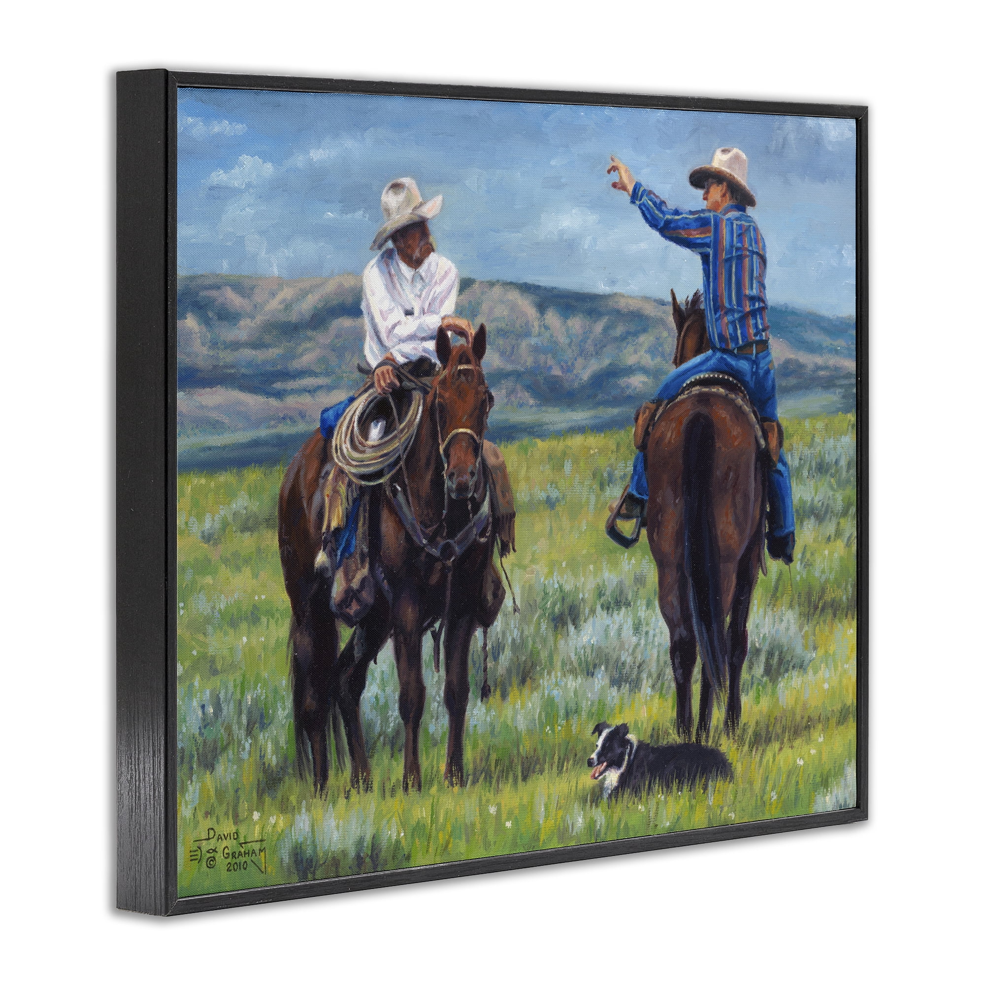 Stupell Industries Cowboy Logic Scene Animals & Insects Painting Black Framed Art Print Wall Art, 14 x 11