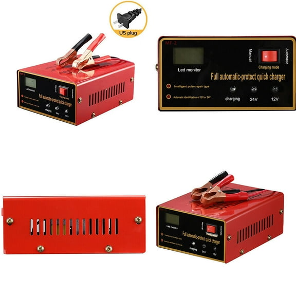 US Maintenance Free Battery Charger 12V/24V 10A 140W Output For Electric Car Pro