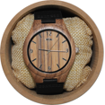 thumbnail image 1 of Angie Wood Creations Walnut Men’s Watch With Black Leather Strap, 1 of 7