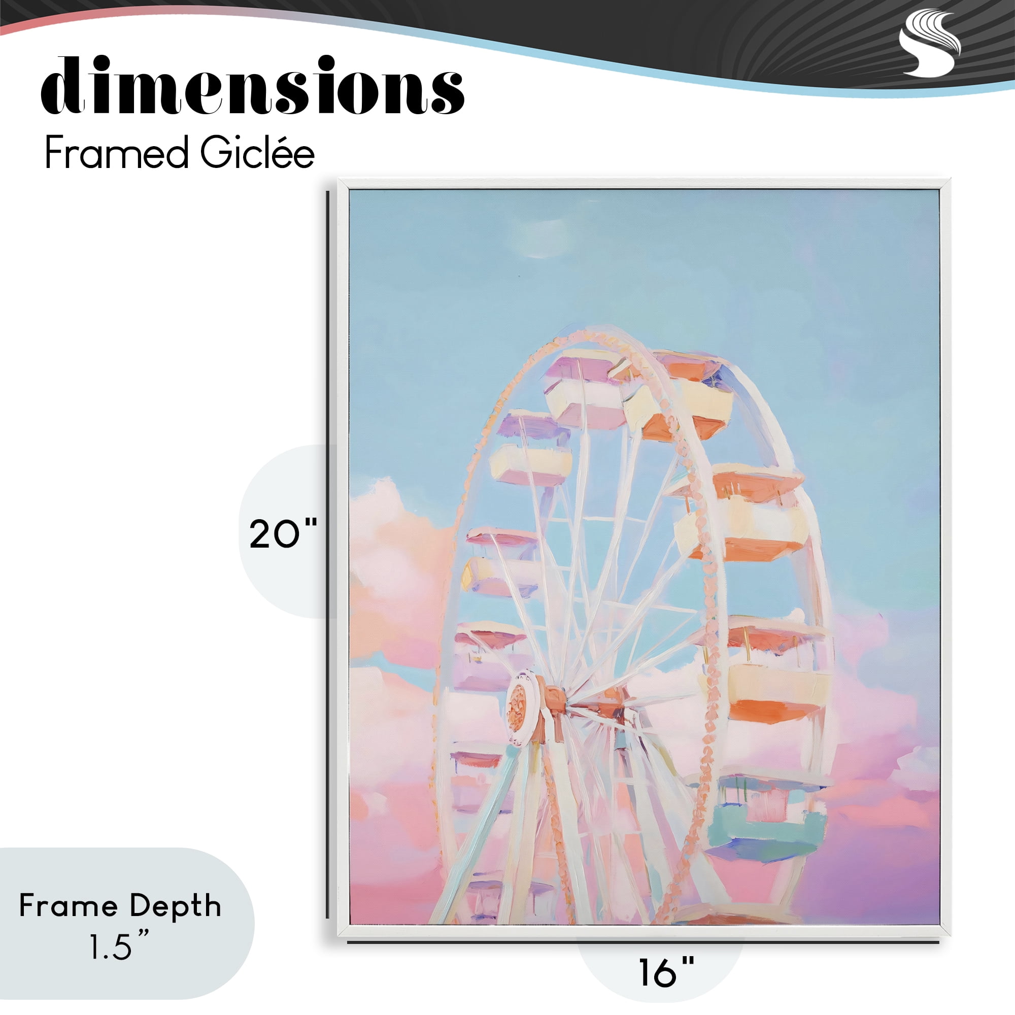 Stupell Industries Ferris Wheel & Cotton Candy Sky White Framed Giclee Art, design by The Prints Vibe