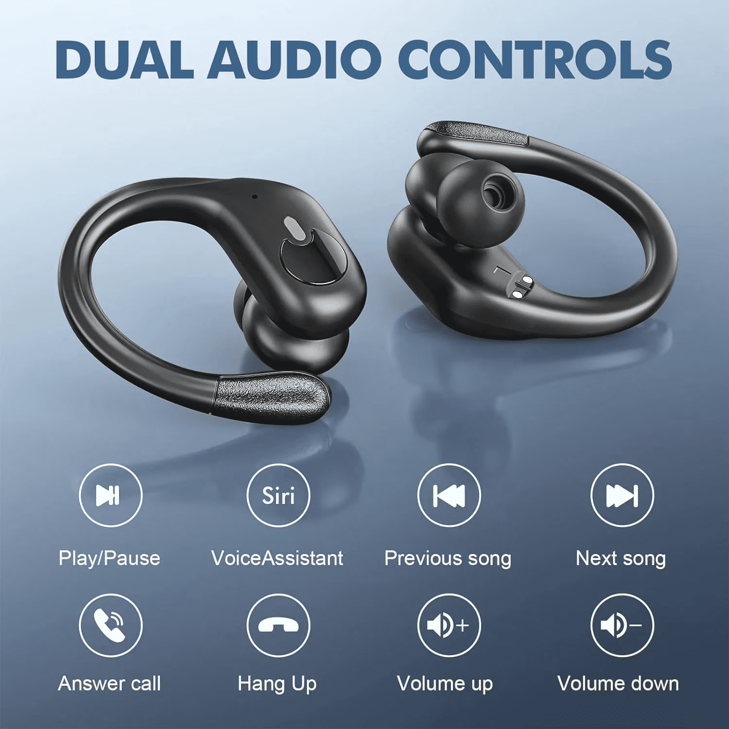 Wireless Earbuds 75Hrs Bluetooth 5.4 Headphones IP7 Waterproof for Sport, Running Wireless Earphones with ENC Noise Cancelling Mics, Deep Bass Over Ear bud with Earhooks for Android iOS, Workout, Gym