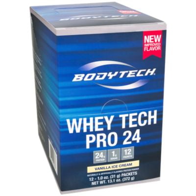 BodyTech Whey Tech Pro 24 Protein Powder  Protein Enzyme Blend with BCAA's to Fuel Muscle Growth  Recovery, Ideal for PostWorkout Muscle Building  Vanilla Ice Cream (12