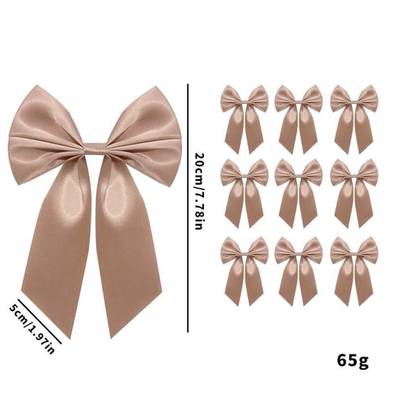 10 Pack Satin Ribbon Bows, Large Pre Tied Craft Bows, 8 Inch Fabric Embellishments for Gift Wrap Wreaths Chairs Parties and DIY Decor, Coordinated Decorative Bow Set