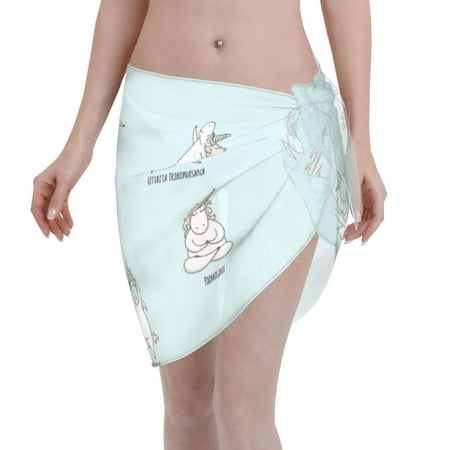 Ocsxa Cute Unicorn Doing Yoga Pose Print Sarong Coverups For Women Bathing Suit Wrap Swimsuit Skirt Beach Bikini Cover Up Swimwear