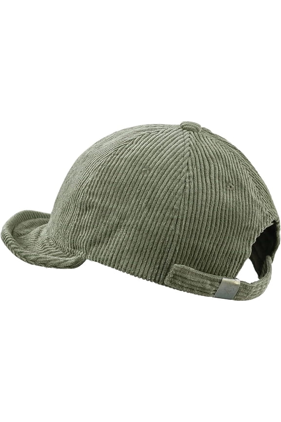 Short Brim Baseball Cap Corduroy Soft Trucker Hat Flat Snapback Hats Winter Dad Cap Flip Up Short Bill Cap for Men