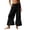 Black, variant on Women Drawstring Ruffled Hem Wide Leg Pants Elastic Smocked Waist Loose Draped Cut for Patio Tea Parties And Afternoon Backyard Socials White XXL