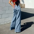 thumbnail image 6 of Idoravan Wide Leg Jeans Women High Waisted Women Casual Fashionable High-waisted Loose Wide Leg Button Zipper Jeans, 6 of 9