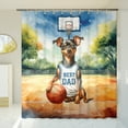 thumbnail image 3 of Happy Father's Day Miniature Pinscher Playing Basketball with Best Dad Jersey Shower Curtain Mini Pin Dog Lover Waterproof Bathroom Bathtub Curtain - 13006, 3 of 5