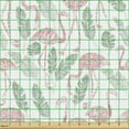 thumbnail image 2 of Ambesonne Flamingo Fabric by the Yard Upholstery, Pastel Bird and Leaves, 1 Yard, Peacock Green Pink, 2 of 5