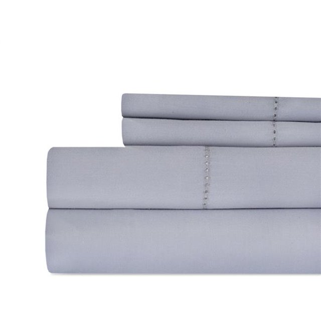 Aspire Linens HEM-500CTN-GRY-KG Hemstitch 500 Thread Count 100 Percent Cotton Sheet Set - King - Gray