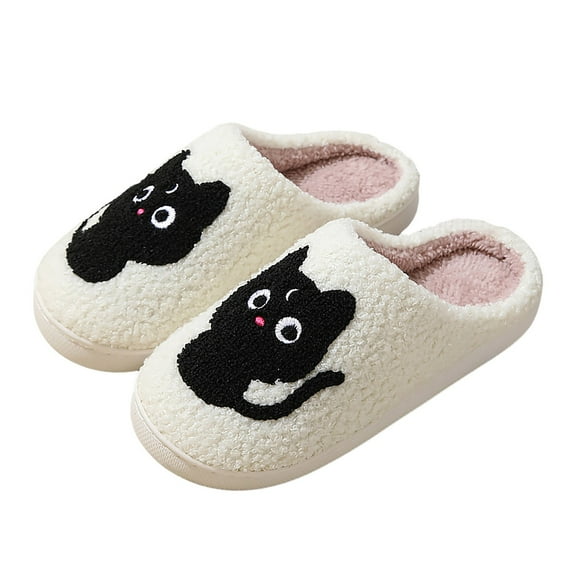 Fuzzy Slippers For Women Couples Winter Pattern Slippers Men Comfortable Home Warm Slippers Warm Cozy Winter House Slippers Bedroom Indoor House Shoes