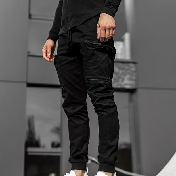 JURANMO Men's Outdoor Casual Loose Multi Pocket Cargo Pants,Mens 2024  Trendy Elastic Waist Long Sport Pants Fit Trousers Running Joggers  Drawstring Sweatpants Lightweight 