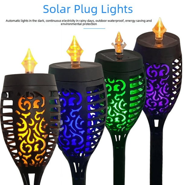 Lámpara de llama solar para exteriores, lámpara de suelo con simulación de patio, lámpara de inducción LED decorativa para jardín y césped