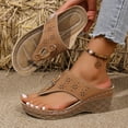 thumbnail image 3 of Dakaela Orthopedic Sandals for Women 2026 with Arch Support Wedge Platform Flip Flops Non Slip Wide Width Casual Dressy Summer Beach Shoes Brown Size 6.5, 3 of 5