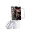 thumbnail image 2 of Tiger American Flag 40 oz Tumbler with Handle Insulated&nbsp;Travel Mug&nbsp;Lid Straw Leak Proof Steel Vacuum Water Bottles Glasses Fits in Car Cup Holder, 2 of 7