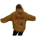 thumbnail image 2 of zaveiop Jesus Loves You Christian hoodies Religious Sayings hoodie Graphic Sweater Women Bible Pullover Y2K Sweatshirt (Brown, L), 2 of 2