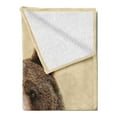 thumbnail image 2 of Bear Soft Flannel Fleece Blanket, Big Bear of North America and Eurasia Realistic Strong Wildlife Beast Zoo Animal, Cozy Plush for Indoor and Outdoor Use, 50" x 60", Brown Sand Brown, by Ambesonne, 2 of 5