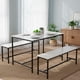 thumbnail image 1 of SELECTSHOP Juego De Mesa Y Sillas de Comedor Mesa De Cocina De Madera MDF Rústica con 2 Bancas 4 Asientos Ideal para Casa Cocina Vintage (Gris), 1 of 8