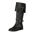 thumbnail image 5 of Mostsola Fold Over Boots for Women Retro Knee High Riding Boots Fashion Buckle Strapy Mid Calf Boots, 5 of 9