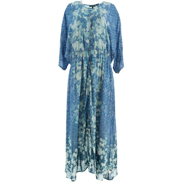 Tolani - Tolani Collection Printed Lined Woven Maxi Dress Denim Floral ...