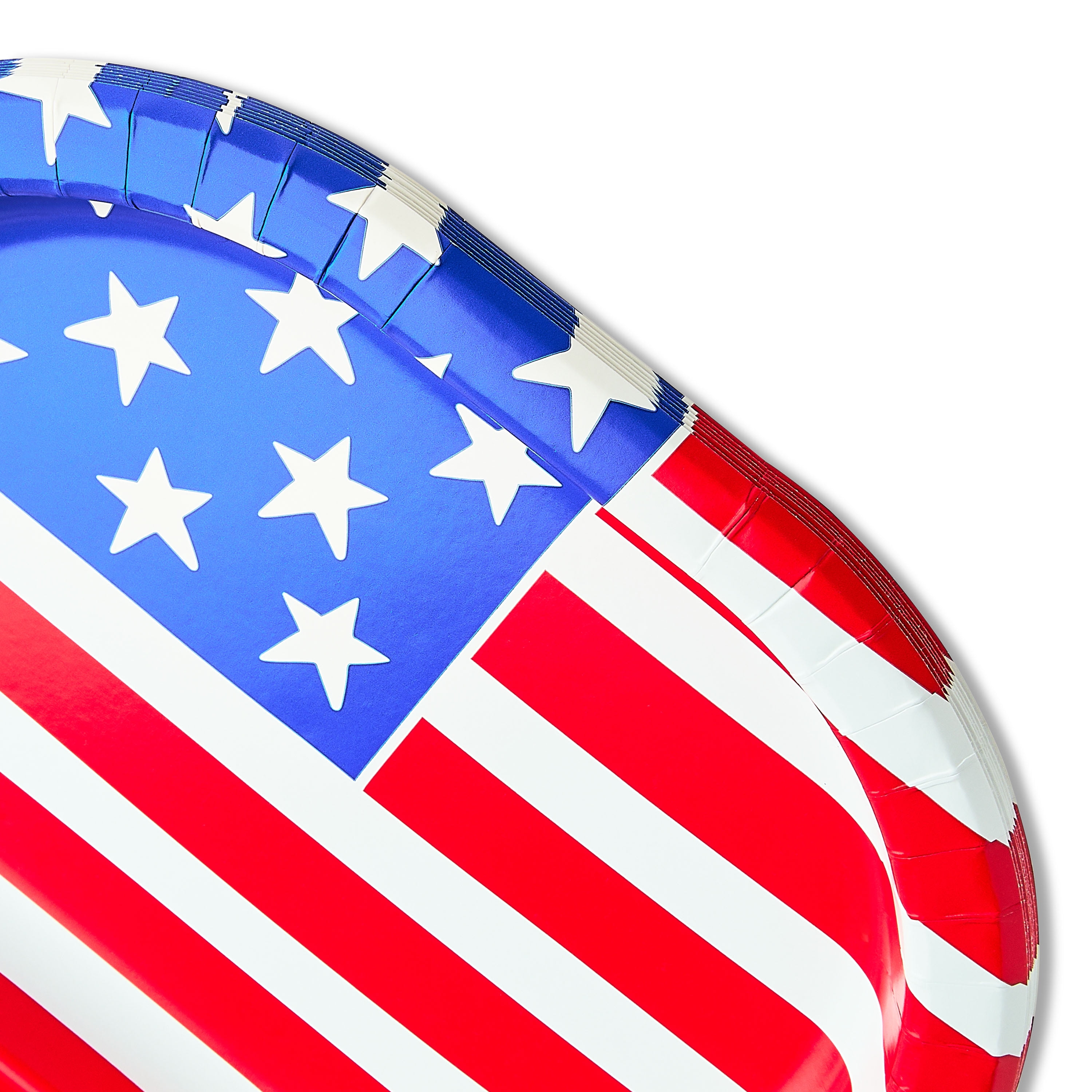 4th of July, Patriotic Flag Disposable Paper Plates, 9.5" x 12", Red/White/Blue, 8 Count, by Way To Celebrate