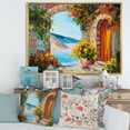thumbnail image 2 of Designart 'House With Colorful Flowers Near The Sea Summer Season' Nautical & Coastal Framed Canvas Wall Art Print, 2 of 5
