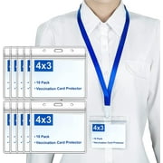 10 Packs CDC Card Protector with Lanyard Waterproof 4 X 3 Inches ID Card Protector Name Tag Badge Cards Holder