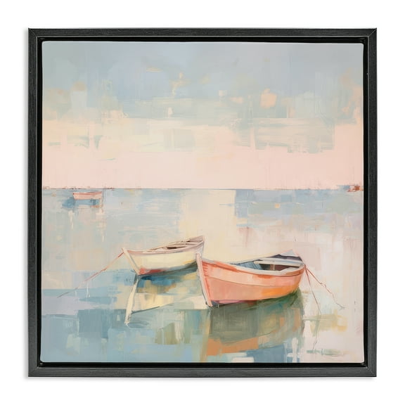 Stupell Industries Coastal Breeze Sailing Nautical & Beach Painting Black Floater Framed Canvas Art Print Wall Art, 18 x 18