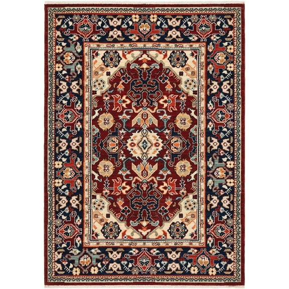 Oriental Weavers Lilihan Wool Blend Area Rug - 2062R - 9'10" x 12'10" - in Red/ Blue - Vintage Inspired, Wool Blend, Family, Dining, Living Room Rug