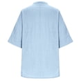 thumbnail image 4 of Cotton Linen Shirts Short Sleeve V-Neck Tops Button Down Gauze Tees Casual Dressy Tunic Top Plus Size Gauze Casual Tops Pleated Tops Loose Fit Beach Vacation Tees Cotton Linen Shirt Light Blue 5Xl, 4 of 9