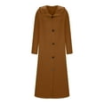 thumbnail image 5 of KBODIU Women's Hoodie Oversized Solid Color Shacket Jacket Long Sleeve Single Breast Long Trench Coat Fall Winter Lightweight Pea Coats Outerwear Cardigan Jackets Coffee 3XL, 5 of 6